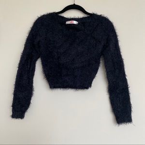 CALI SUN & FUN cropped fuzzy sweater